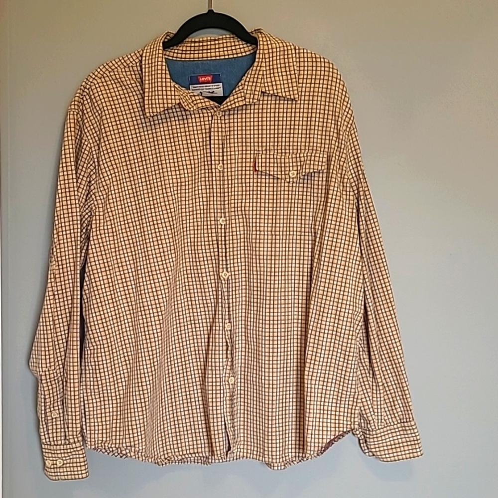 Vintage Levis long sleeve ORANGE TAB checkered size XL